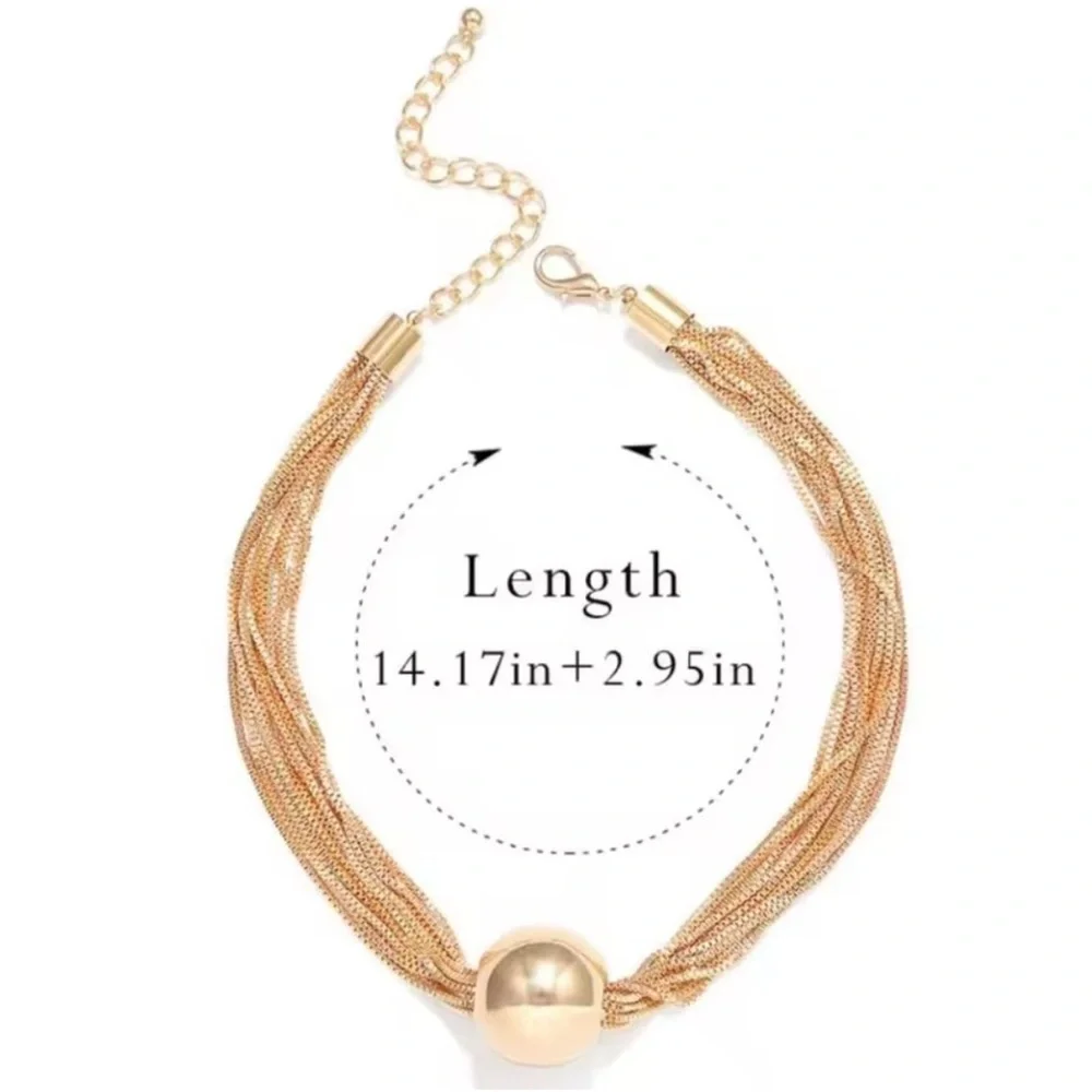 Bbl Gold Sphere Multi-Strand Choker Necklace - Picture 4 of 4